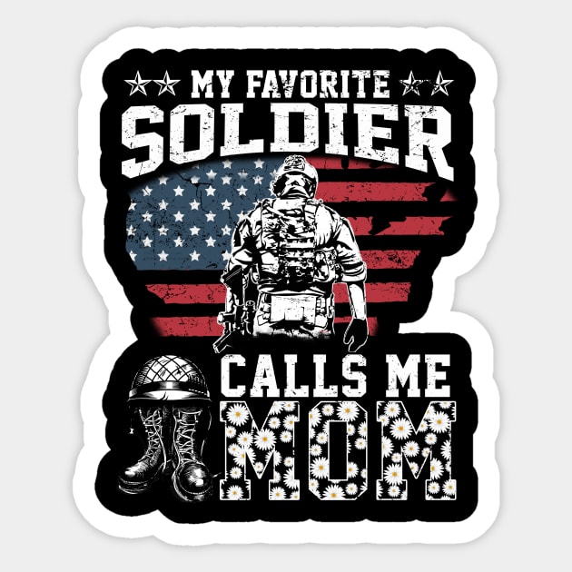 My Favorite Soldier Calls Me Mom American Flag Sticker by Tatjana  Horvatić